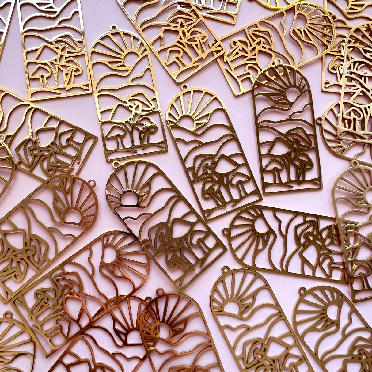 Magical Mushrooms Charms - Gold Plated Stainless Steel