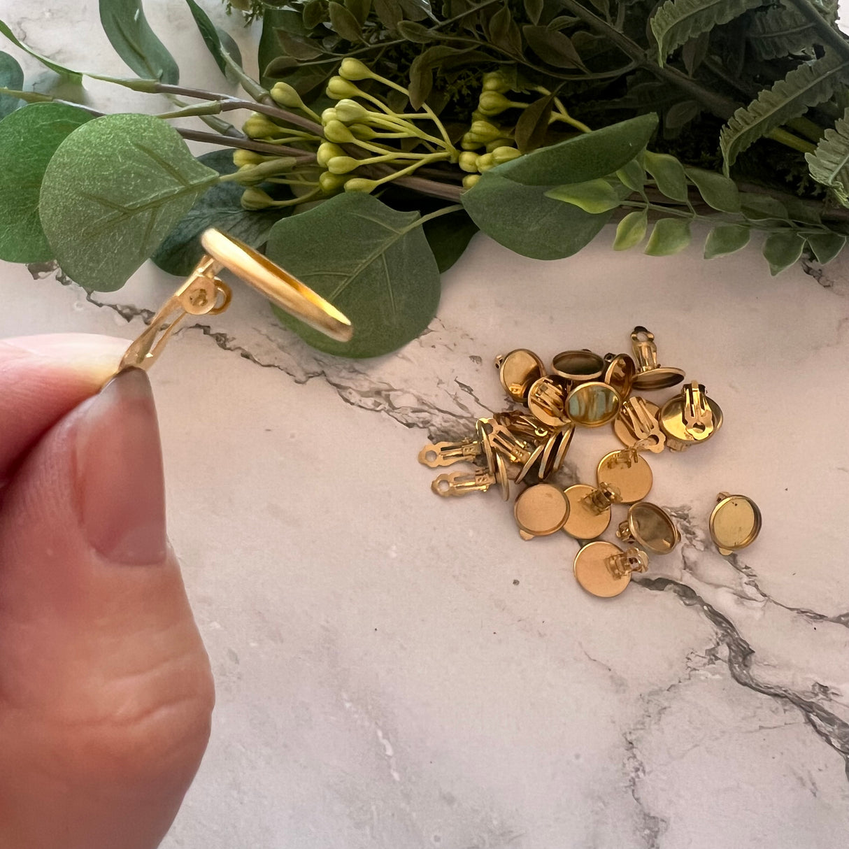 14mm Minimalist Bezel Clip-On Earrings - Gold Plated Stainless Steel