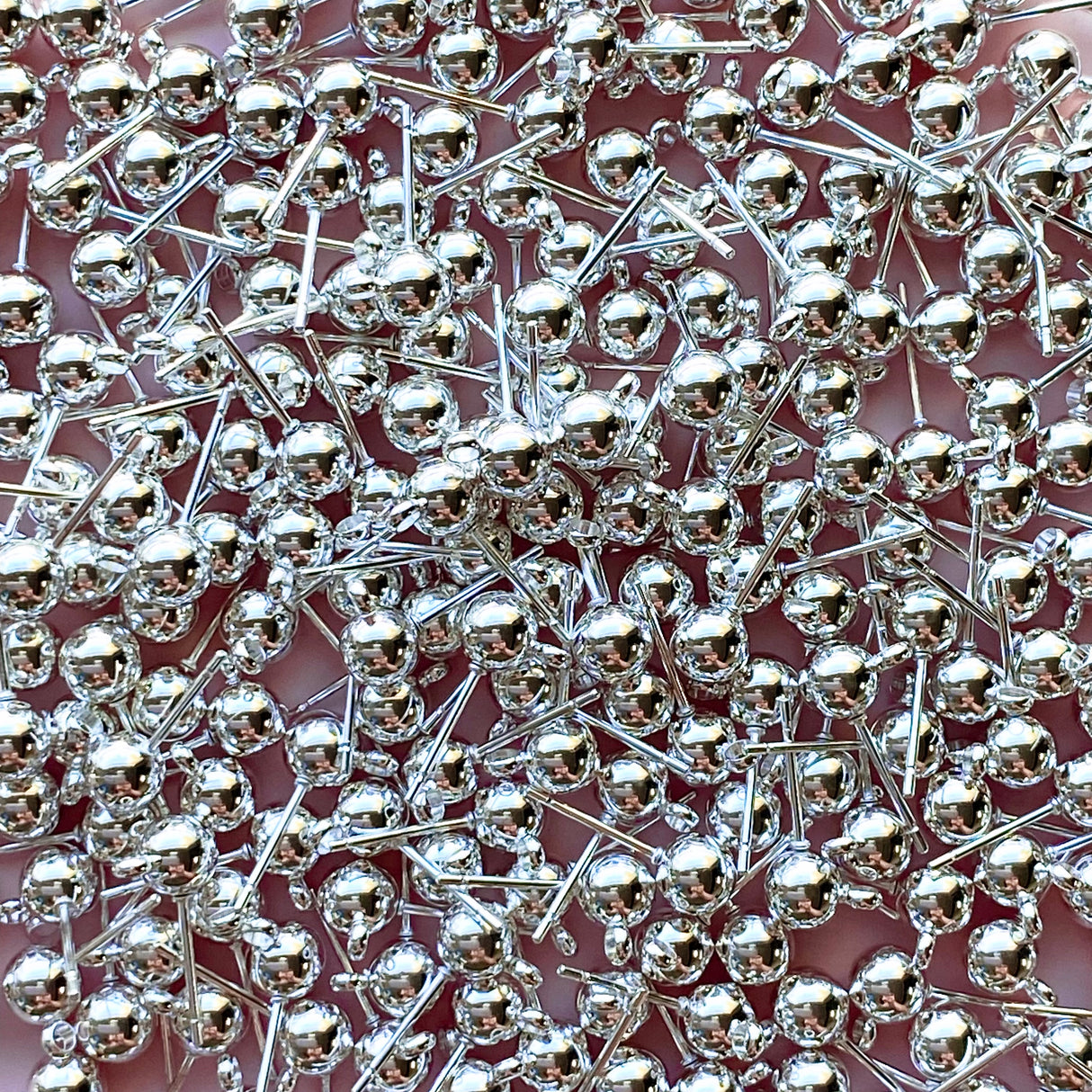 6mm Ball Posts with Loop - Bright Silver