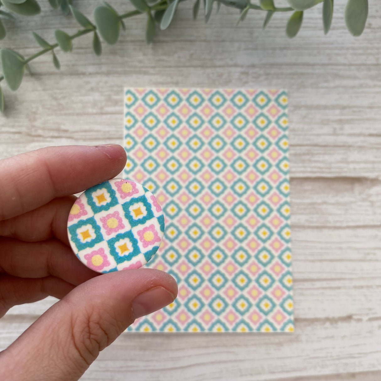 Floral Tile in Mint - Water Soluble Transfer