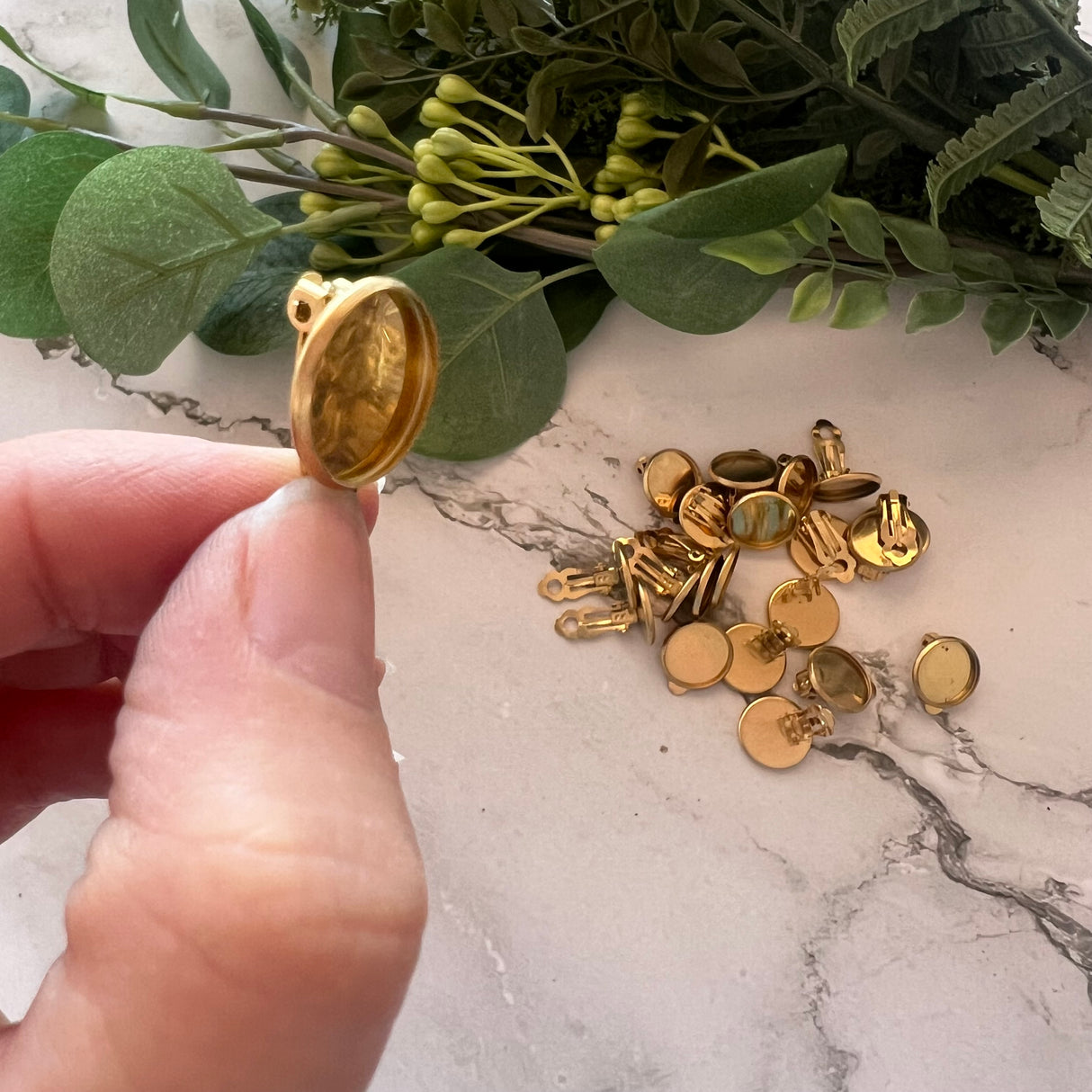 14mm Minimalist Bezel Clip-On Earrings - Gold Plated Stainless Steel
