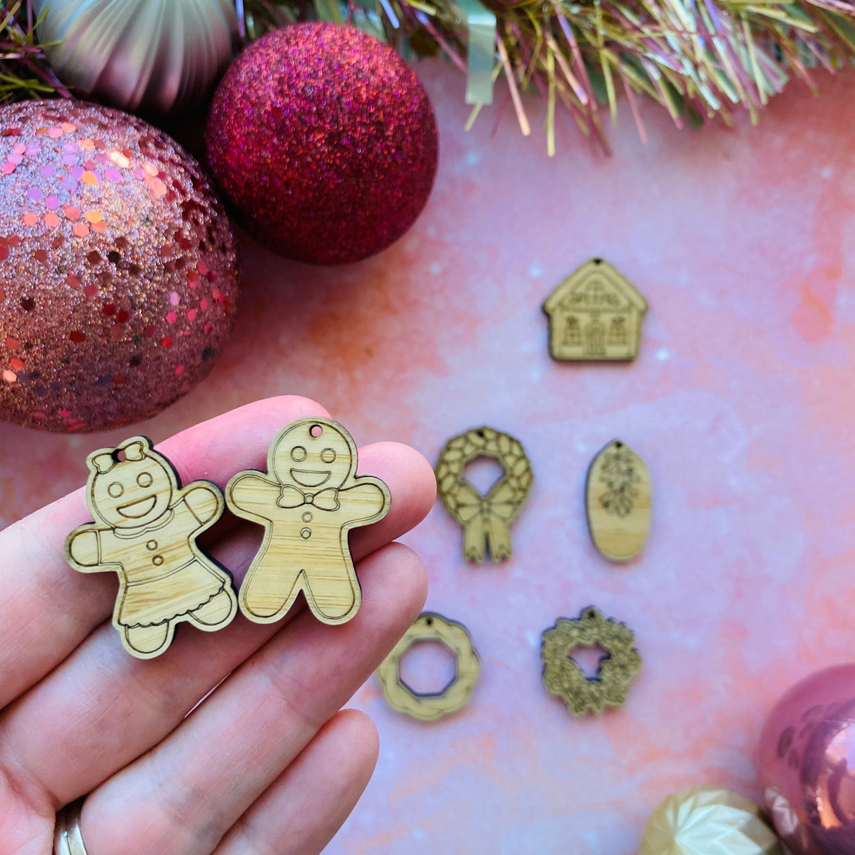 Gingerbread Girl Wooden Earring Component - 10 pack