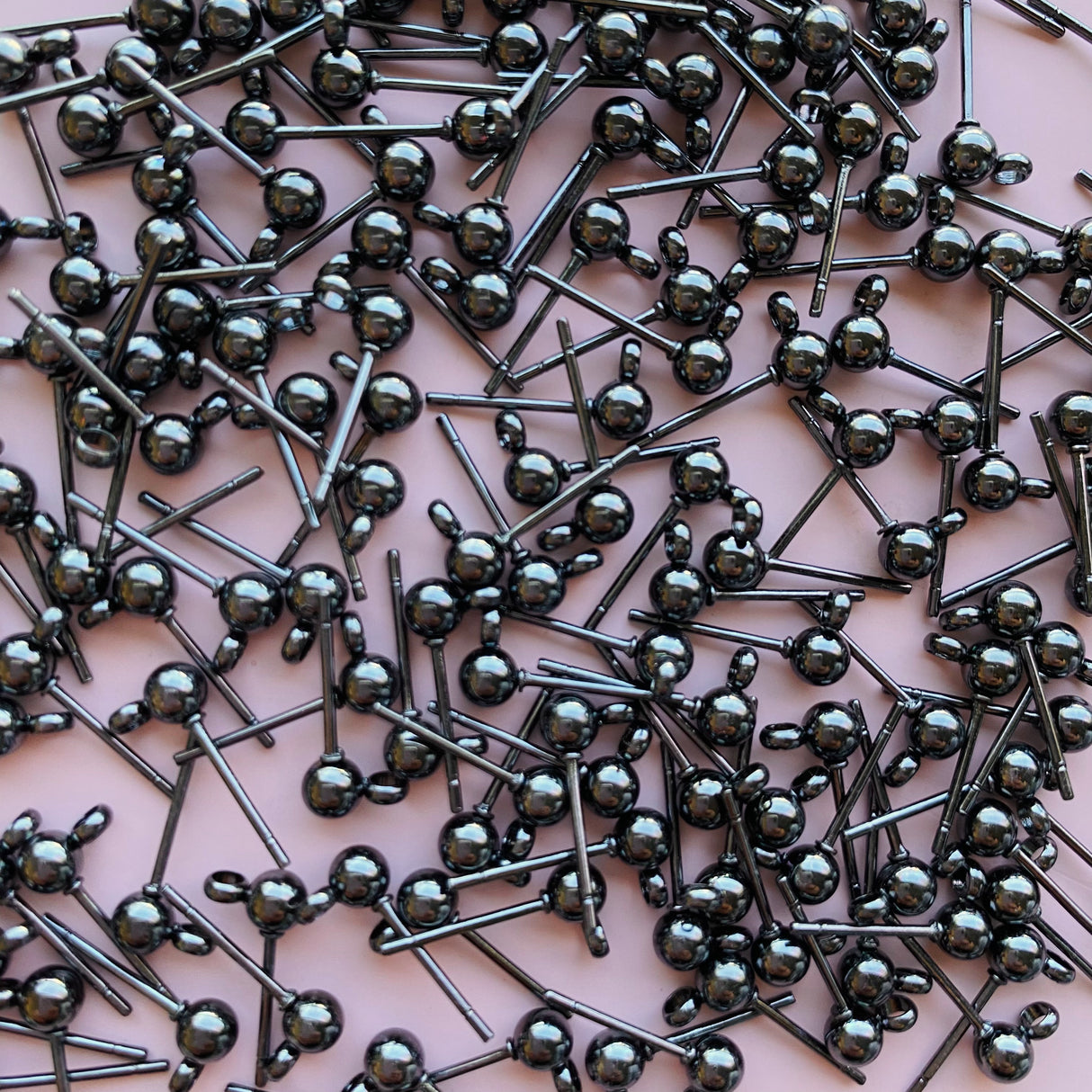 4mm Ball Posts with Loop - Gunmetal Grey