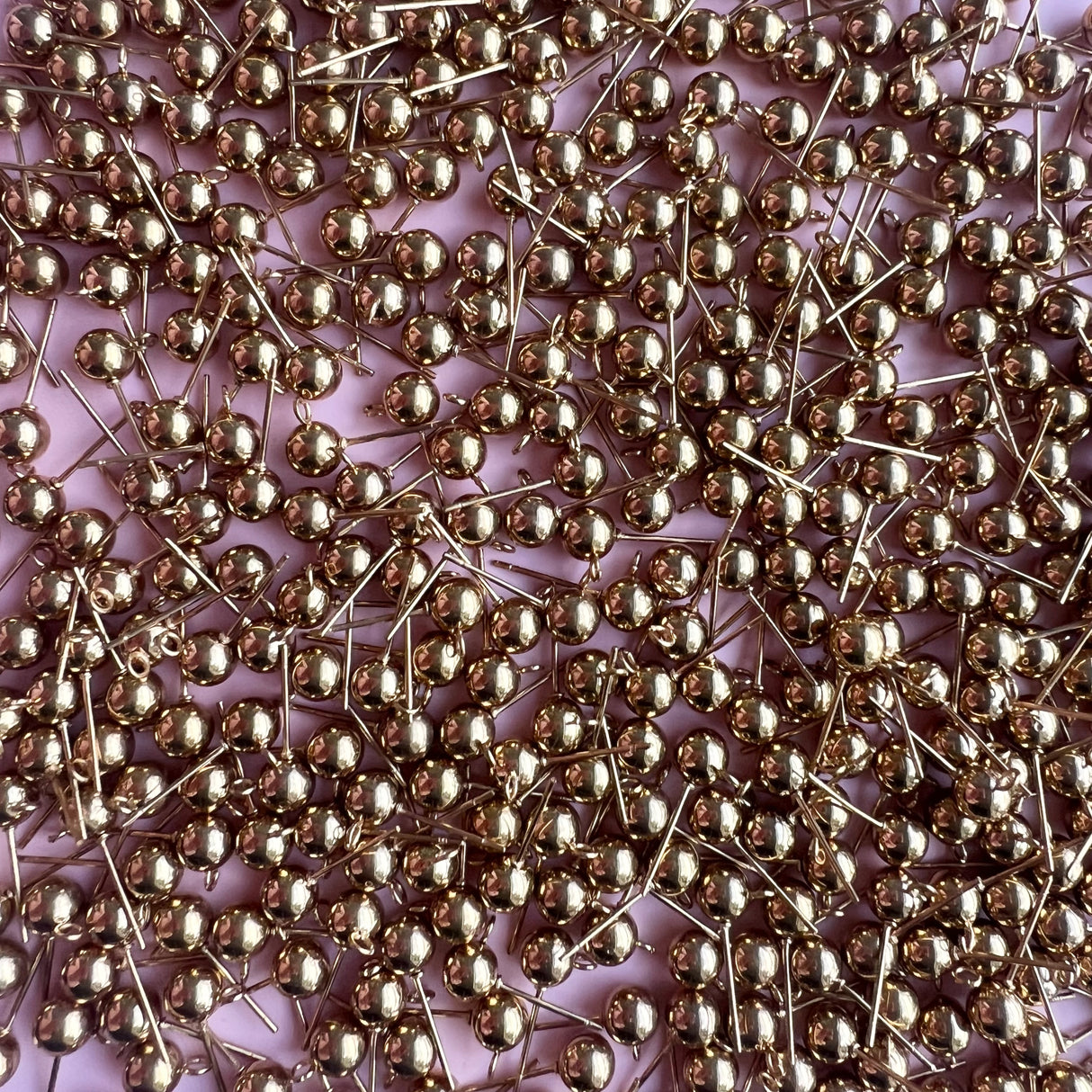 6mm Ball Posts with Loop - Gold Plated Stainless Steel