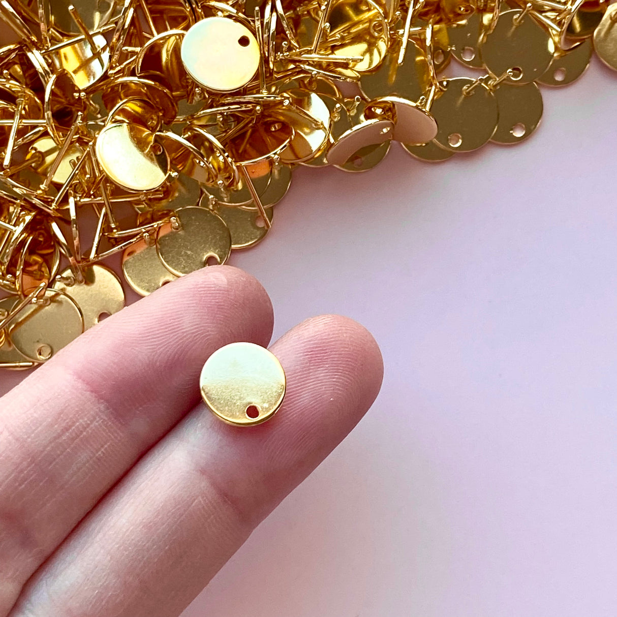 10mm Circle Stud Topper - Gold Plated Stainless Steel