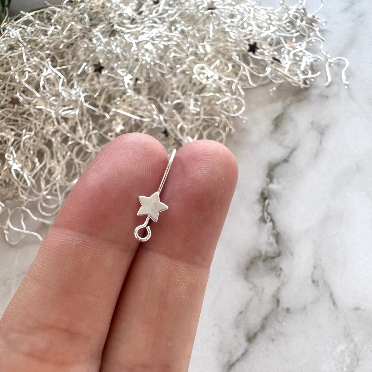 Star Hook - Bright Silver (Vertical Loop)