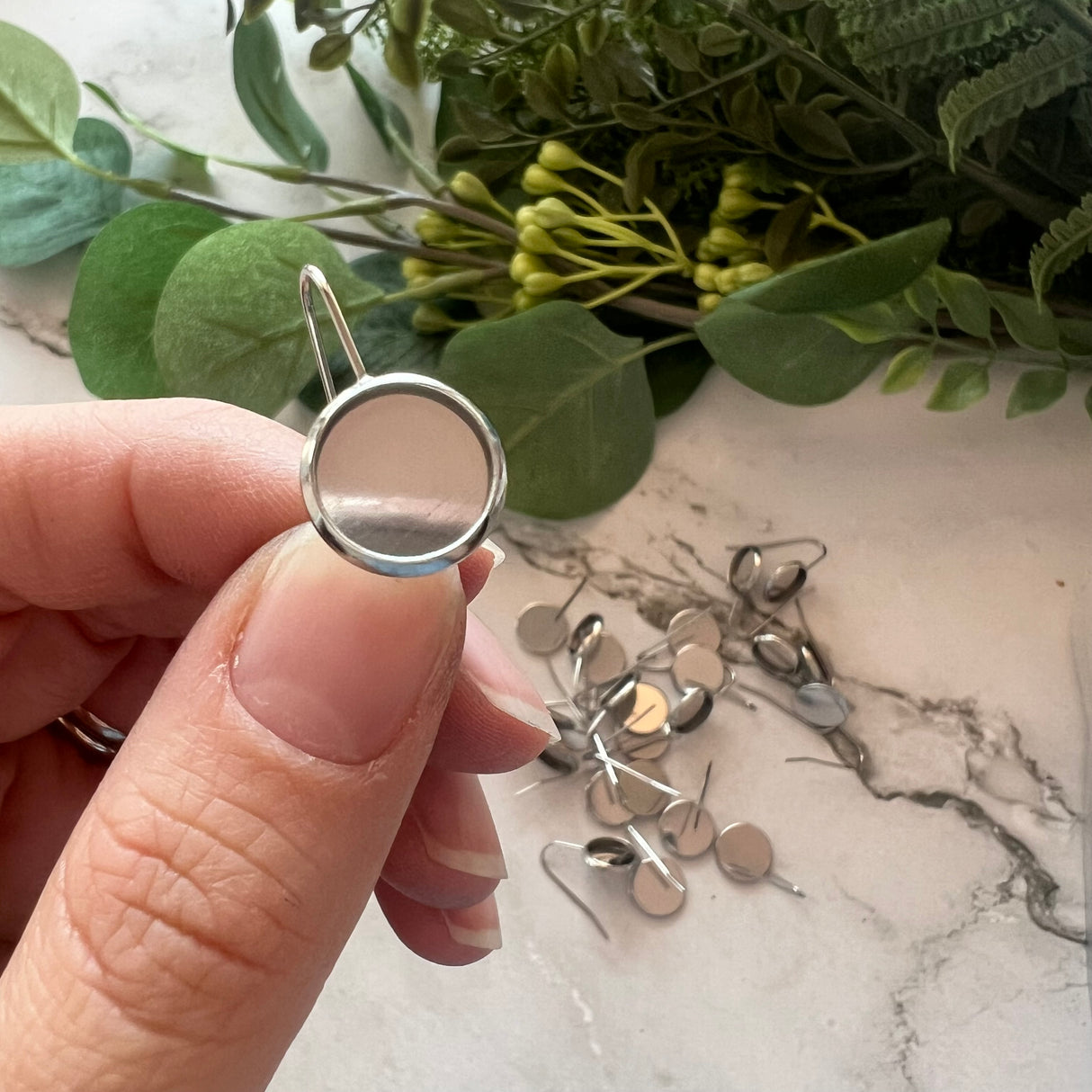 10mm Minimalist Bezel Earring Hook - Stainless Steel