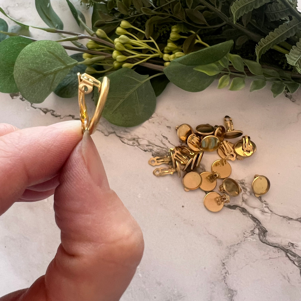 14mm Minimalist Bezel Clip-On Earrings - Gold Plated Stainless Steel