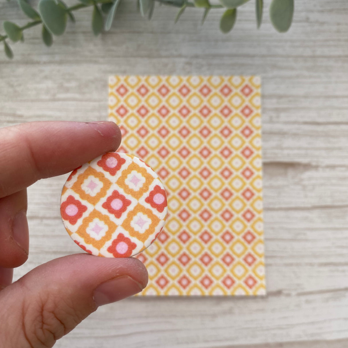 Floral Tile in Mandarin - Water Soluble Transfer