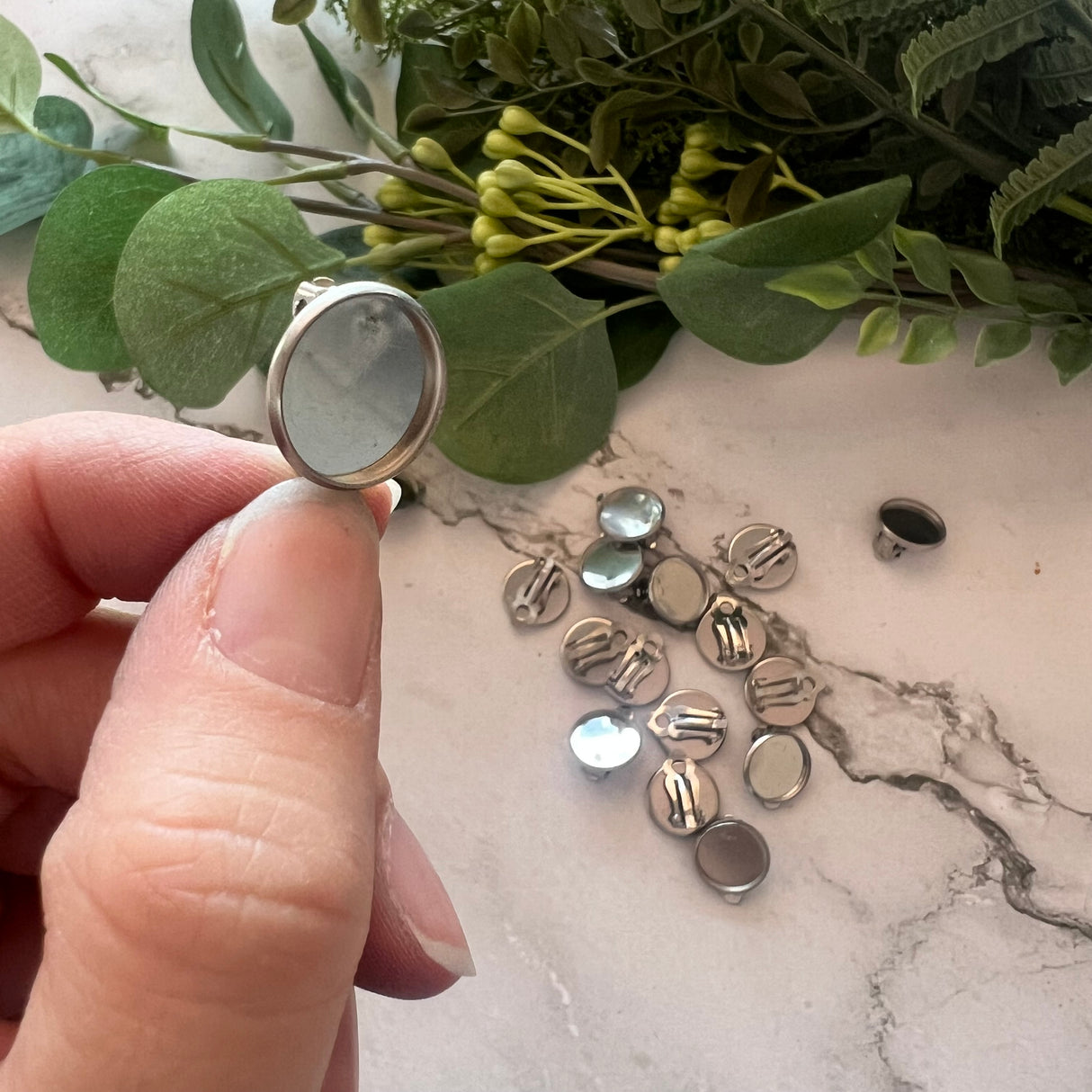 14mm Minimalist Bezel Clip-On Earrings - Stainless Steel