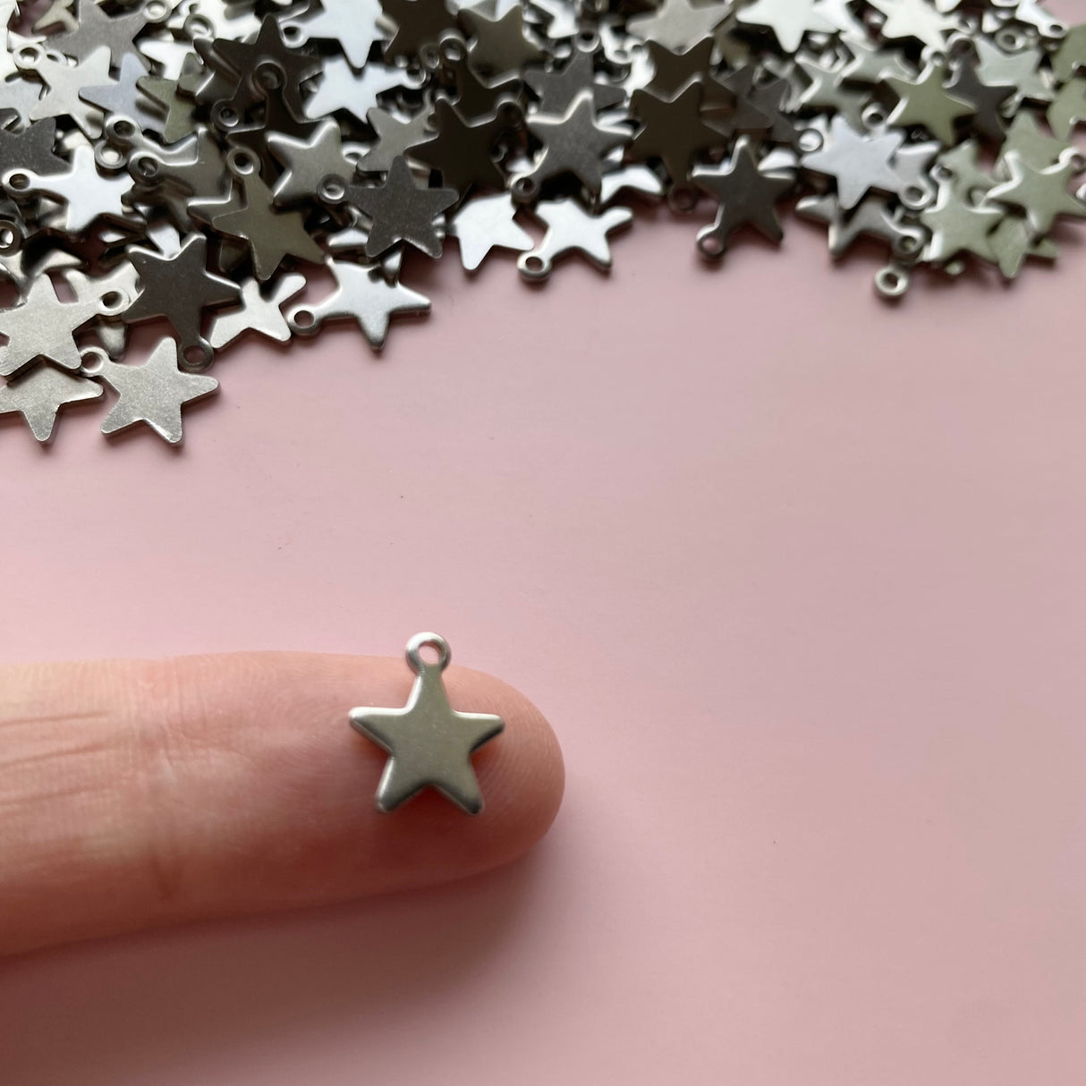 Mini Star Charms - Stainless Steel - 20 pack