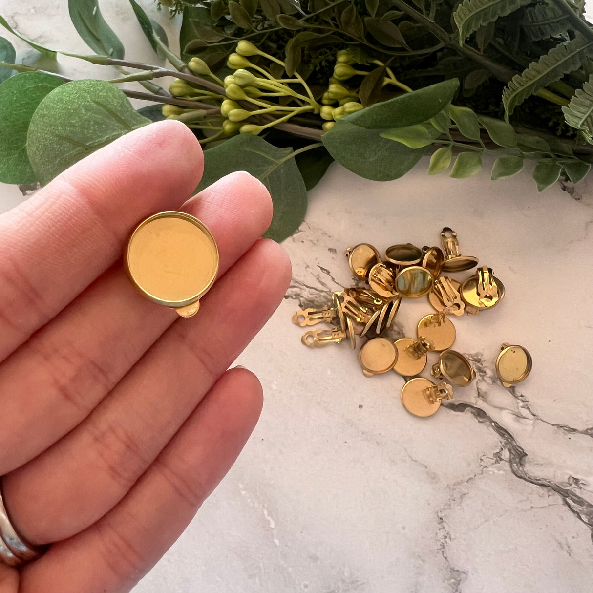 14mm Minimalist Bezel Clip-On Earrings - Gold Plated Stainless Steel