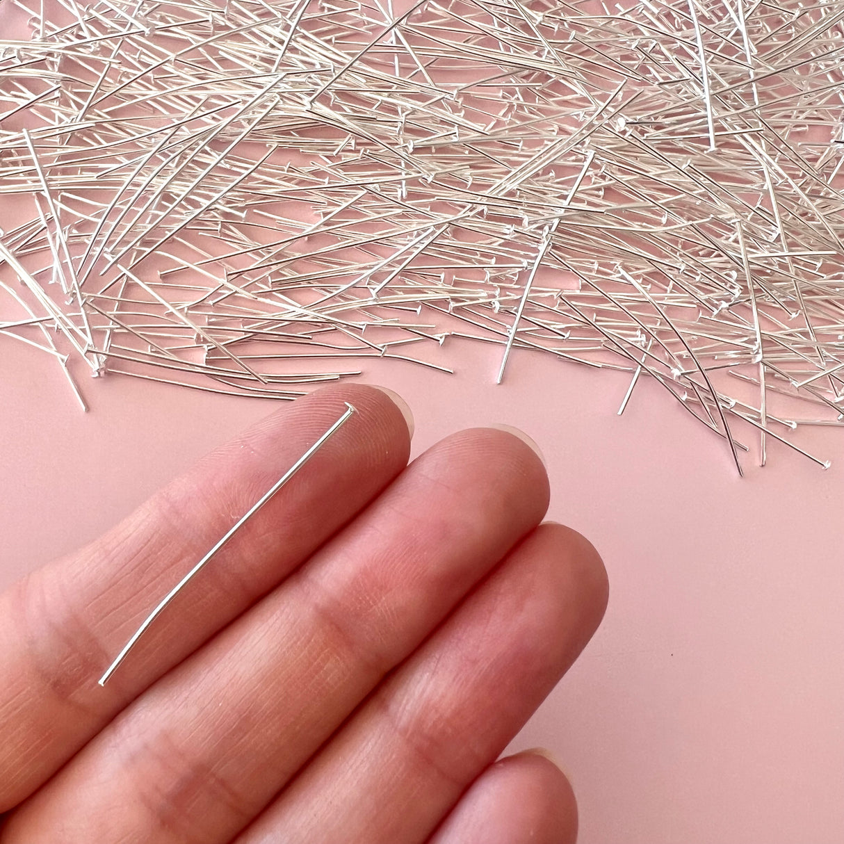 Flat Head Pins - Silver Plated Stainless Steel