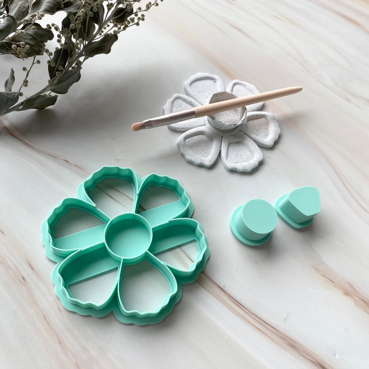 Pretty Petals Paint Palette Cutter + Stamp Set STL - digital download