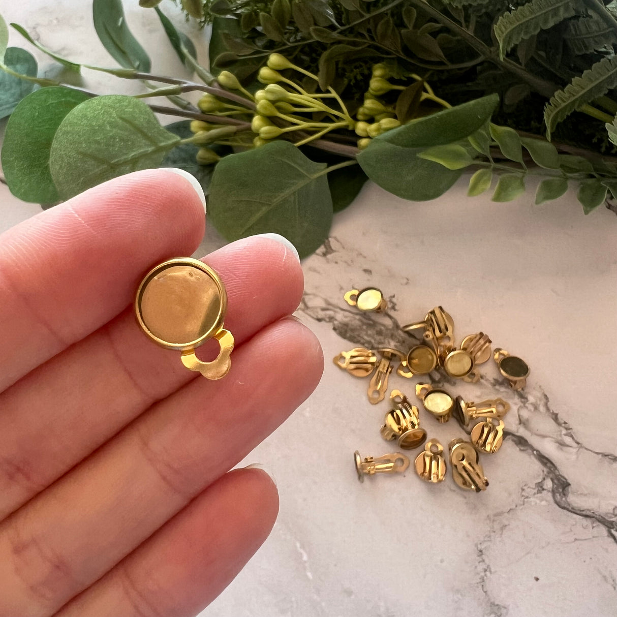 10mm Minimalist Bezel Clip-On Earrings - Gold Plated Stainless Steel