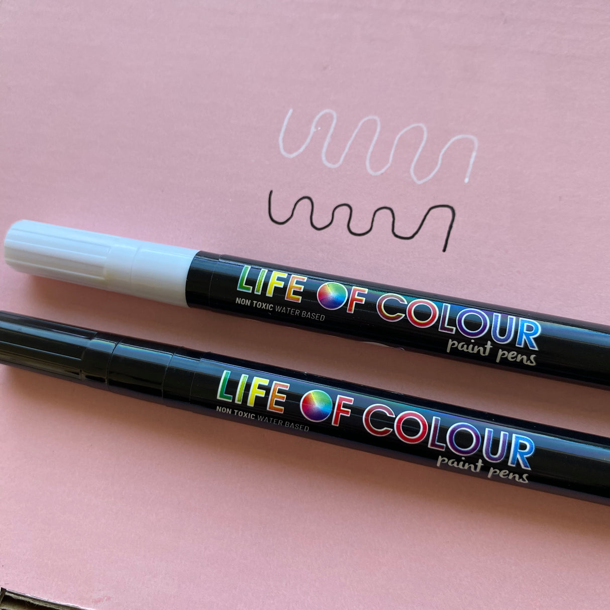 Life of Colour Acrylic Paint Pens - Black and White 1mm Fine Tip - Set of 6