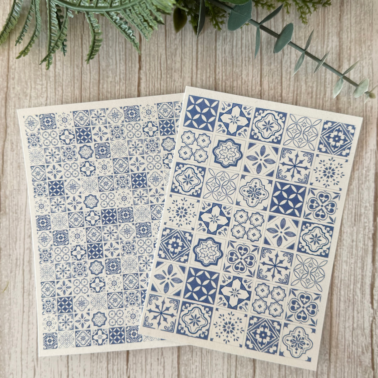 Mediterranean Tiles in blue - Water Soluble Transfer