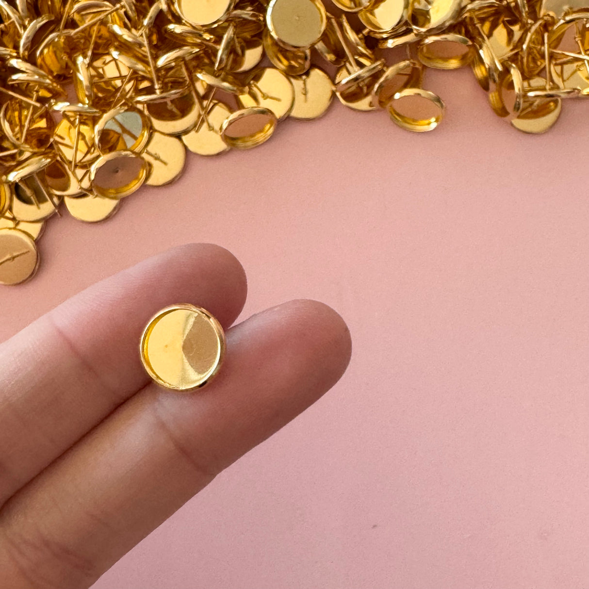 10mm Minimalist Bezel Earring Stud Post - Gold Plated Stainless Steel