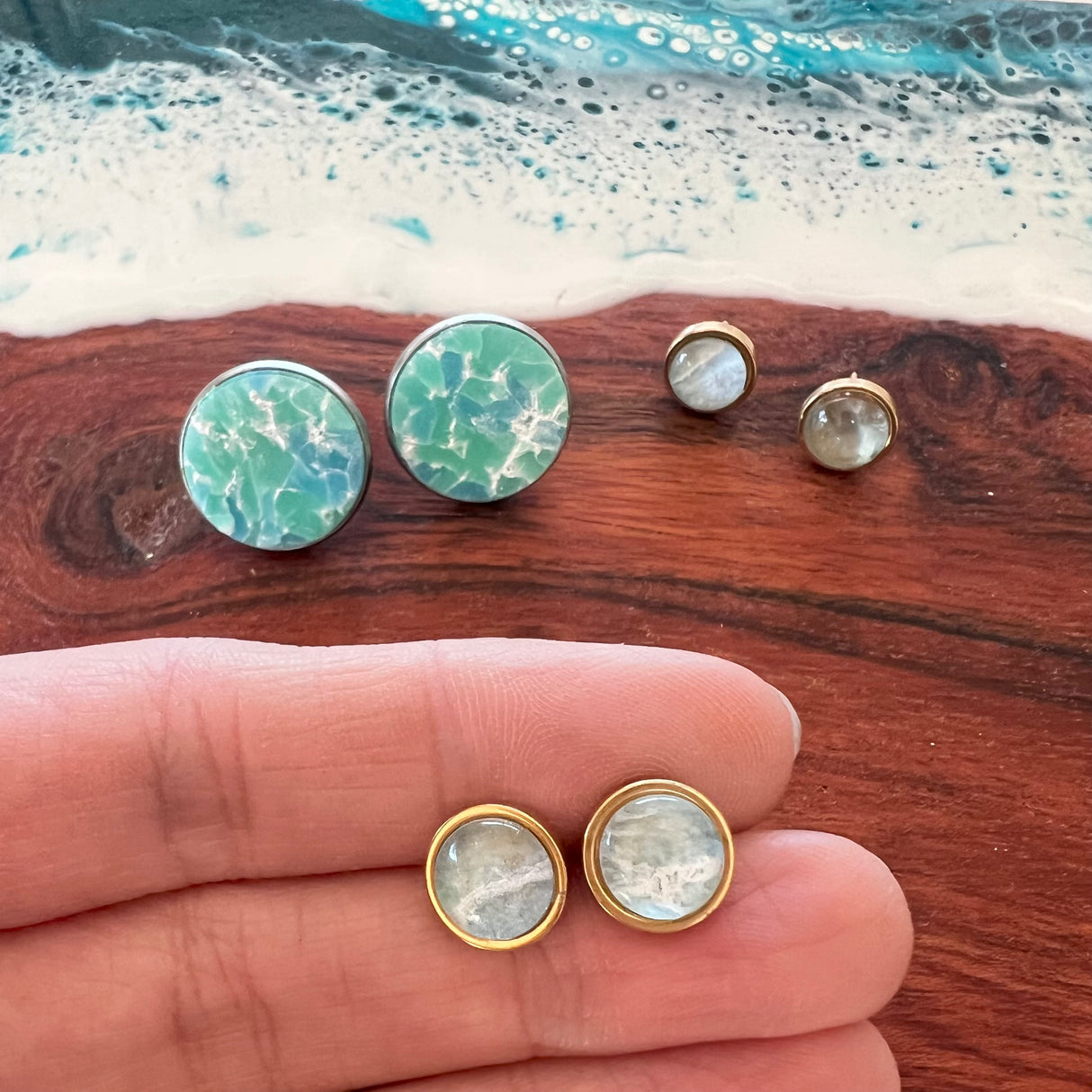 10mm Minimalist Bezel Earring Stud Post - Gold Plated Stainless Steel