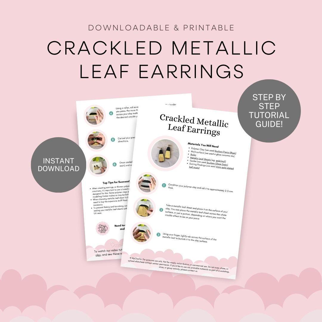 Crackled Metallic Leaf Earrings - Printable Tutorial