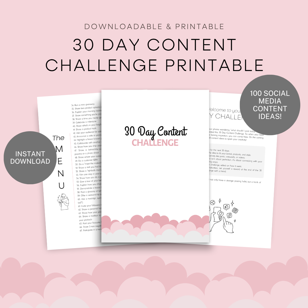 30 Day Content Challenge Printable