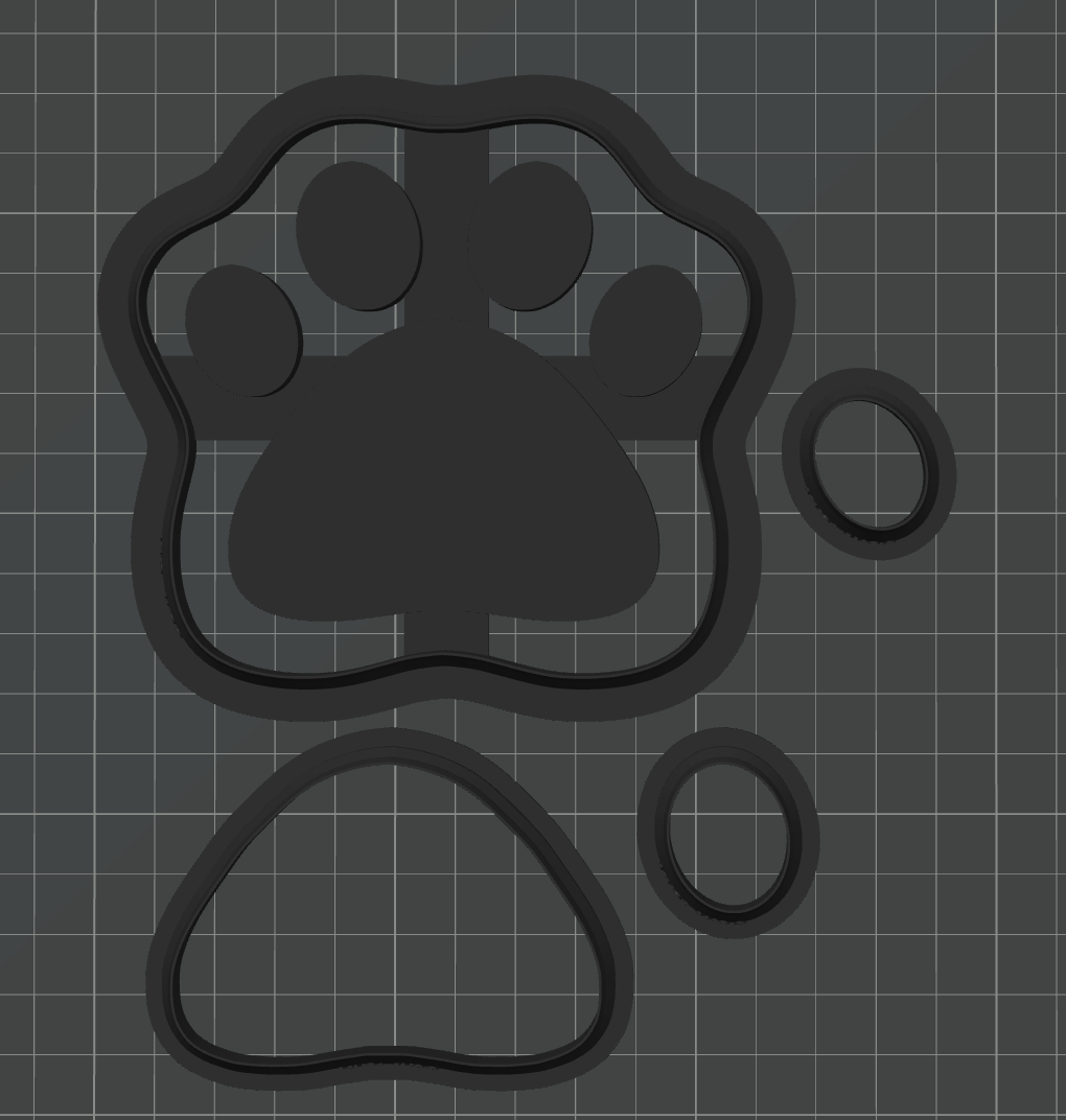 Paw Print Decor - 4 Cutter Set STL - digital download