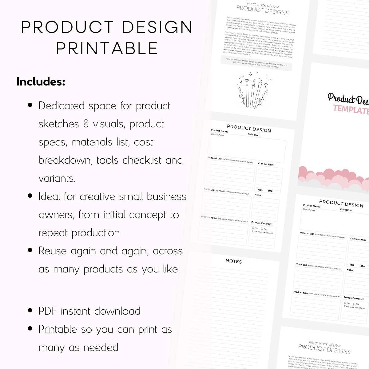 Product Design Template Printable