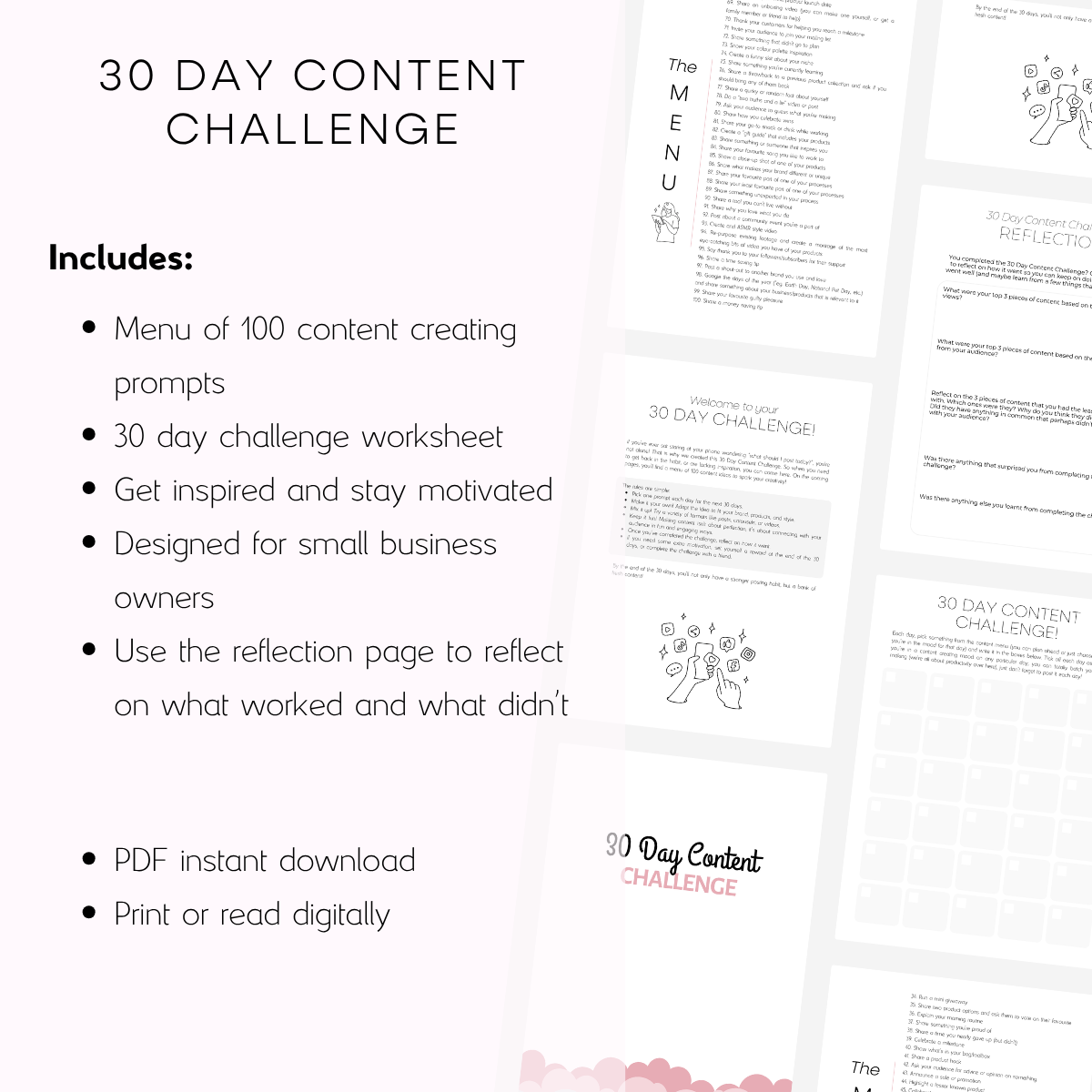 30 Day Content Challenge Printable
