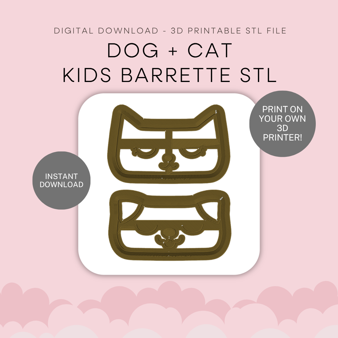 Cat + Dog Kids Barette Cutter Set STL - digital download