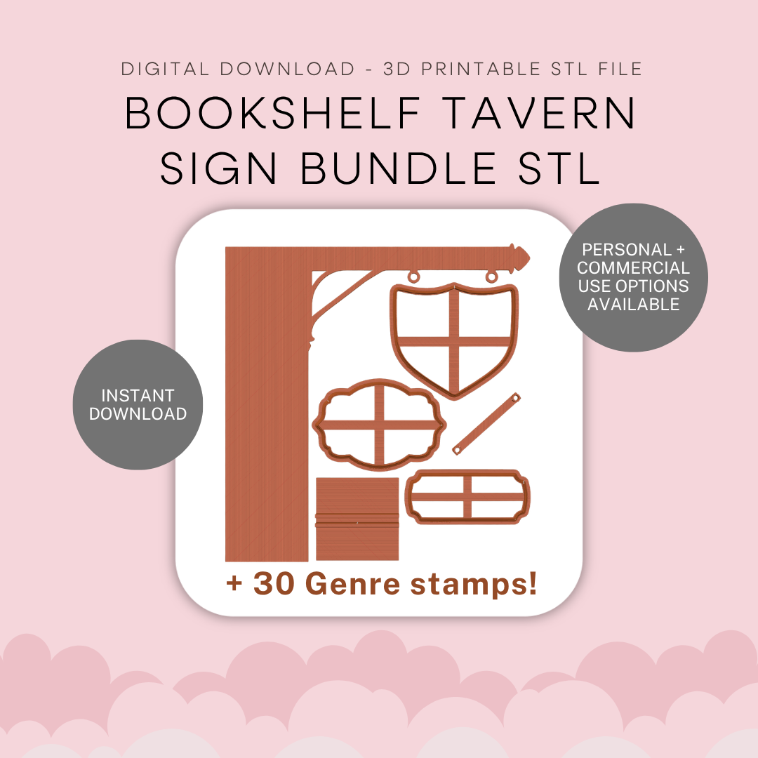 Bookshelf Tavern Sign Bundle STL - digital download