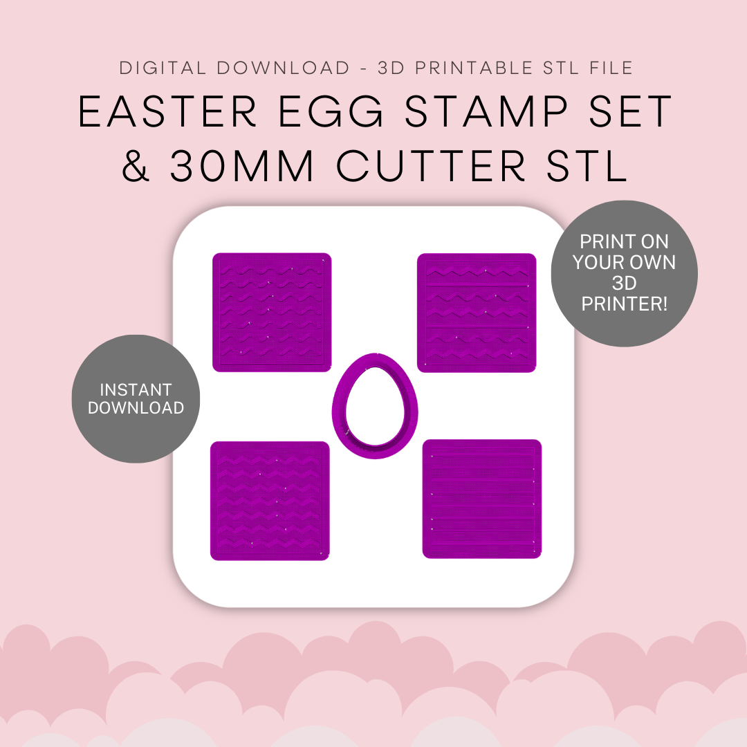 Easter Egg Stamp Set + 30mm Cutter STL - digital download