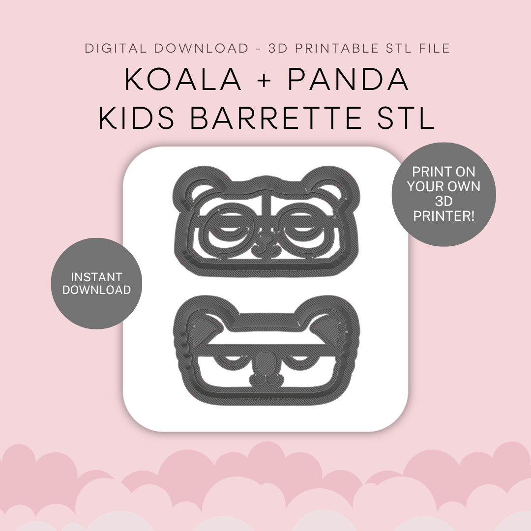 Panda + Tiger Kids Barette Cutter Set STL - digital download