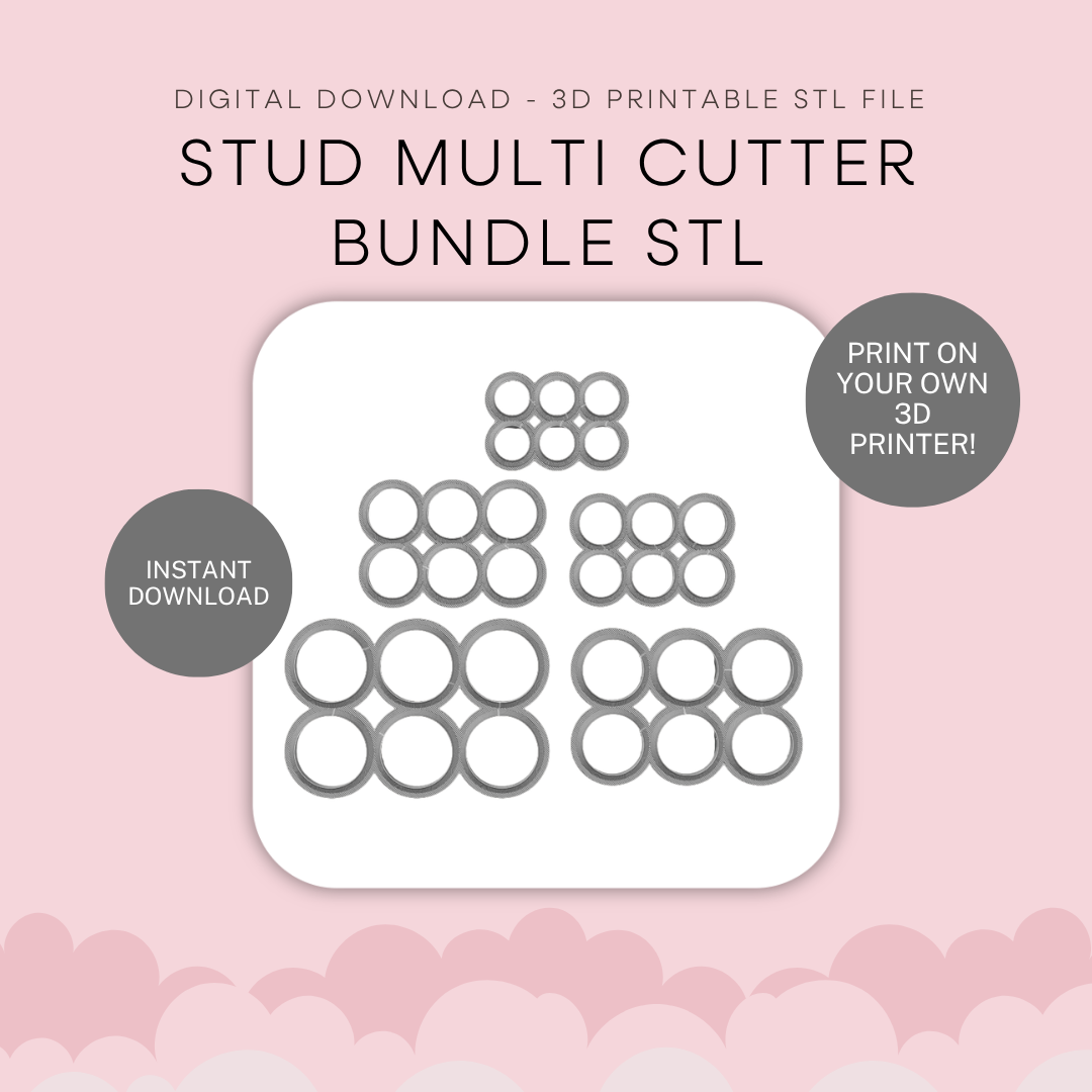 Circle Stud Multi-Cutter Bundle STL - digital download