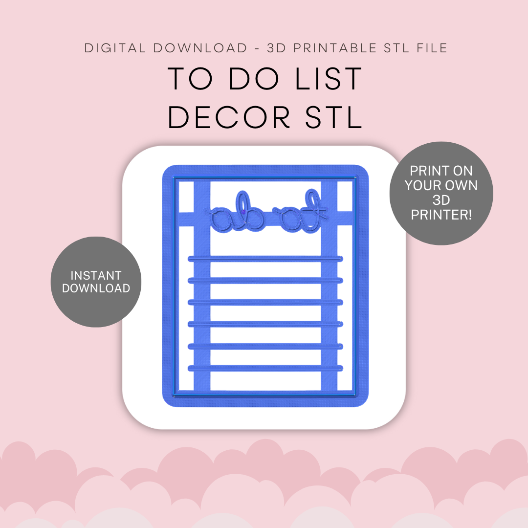 To Do List Decor Cutter STL - digital download