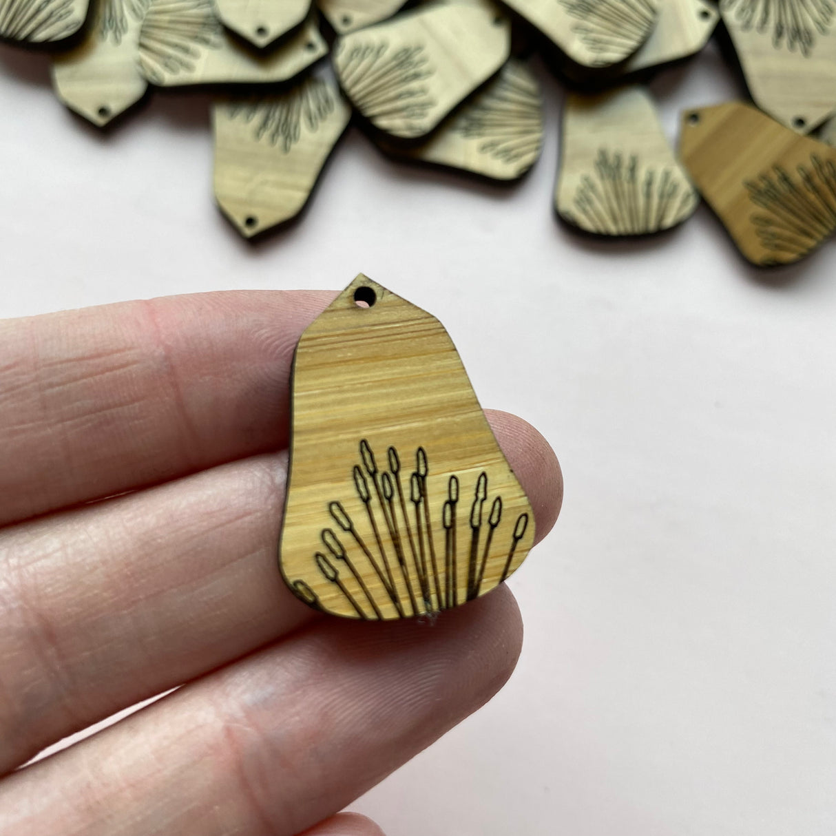 Lavender Bouquet Wooden Earring Component - 10 pack