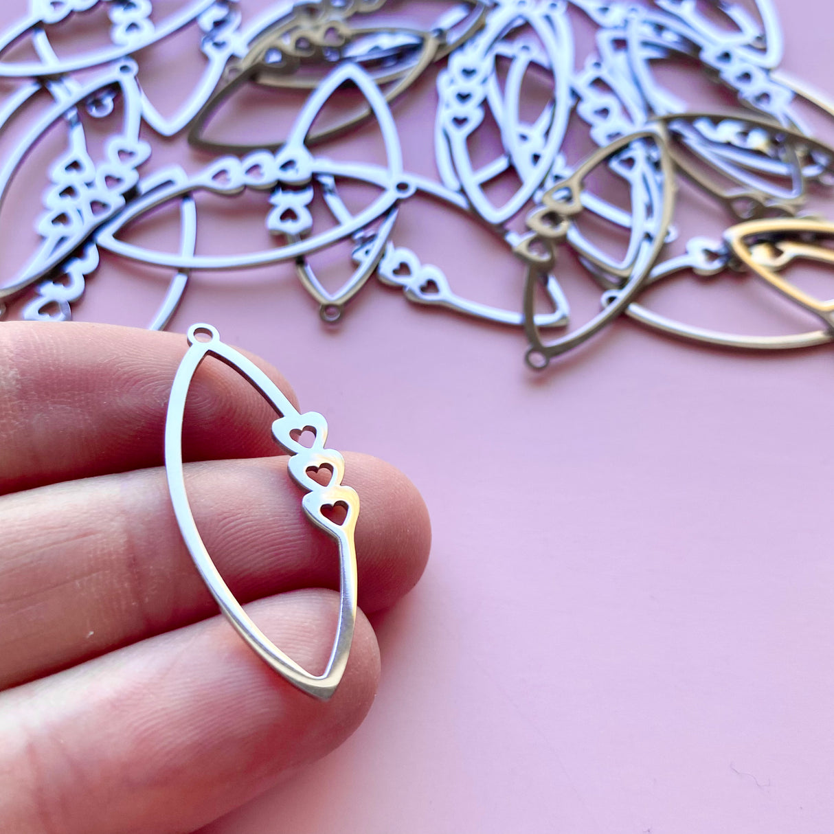 Trio of Hearts Charms - Stainless Steel