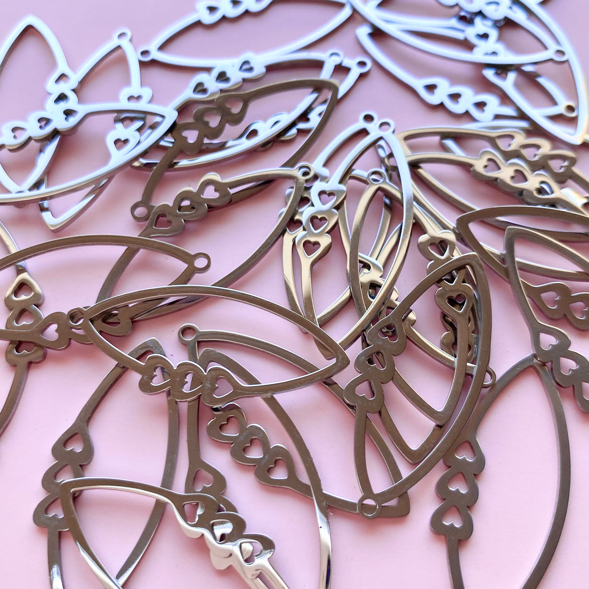 Trio of Hearts Charms - Stainless Steel