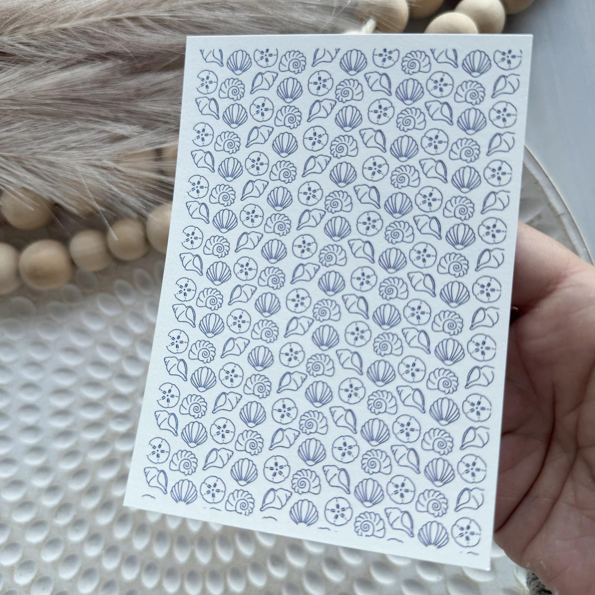 Seashells in Navy - Water Soluble Transfer