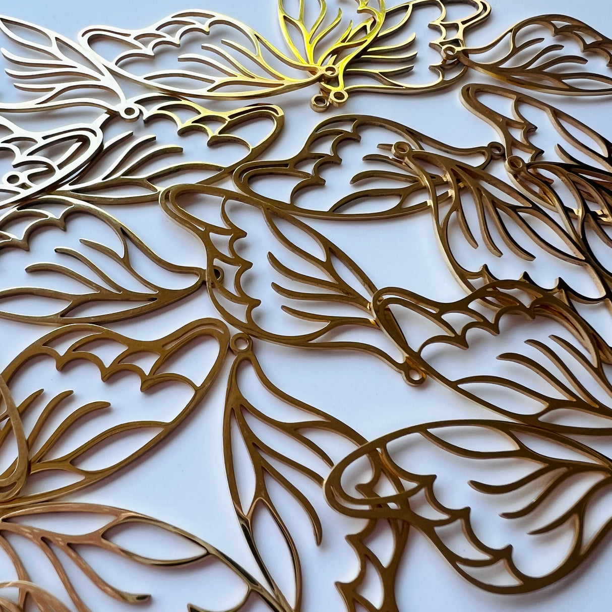 Butterfly Wing Charms - Gold Plated Stainless Steel - 10 pack