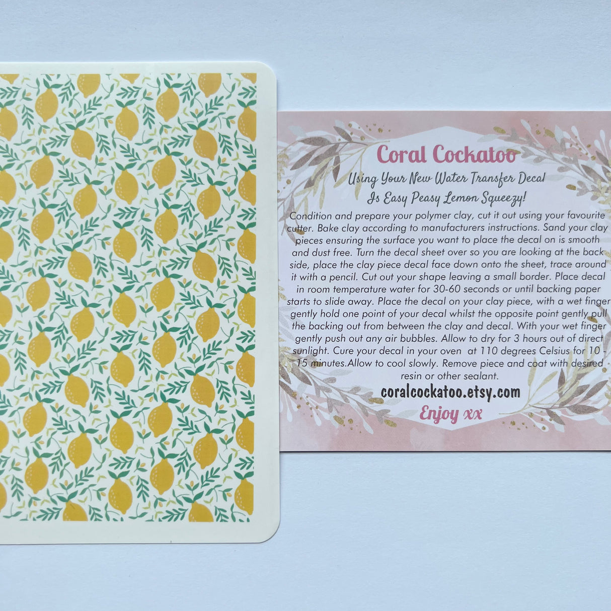 Summer Lemons Waterslide Transfer Decal