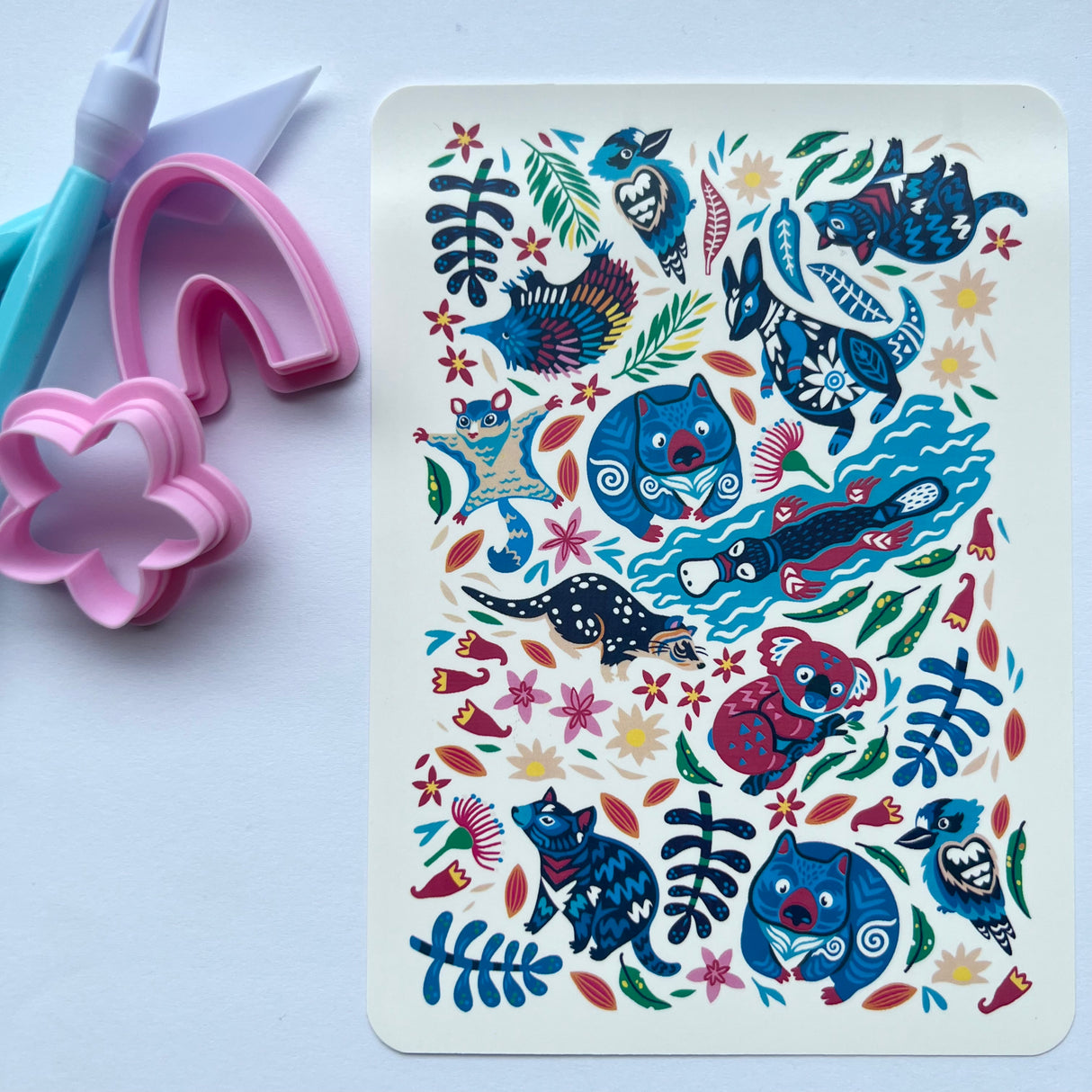 Turquoise Australian Animals Waterslide Transfer Decal