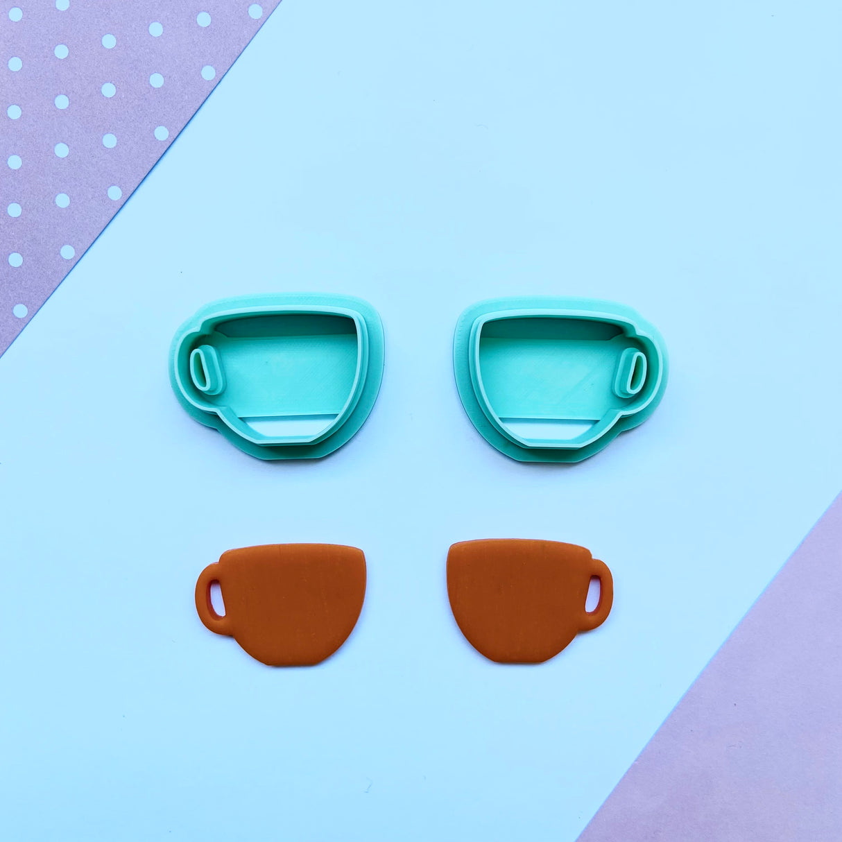 Coffee Cup Mirrored Cutter Set