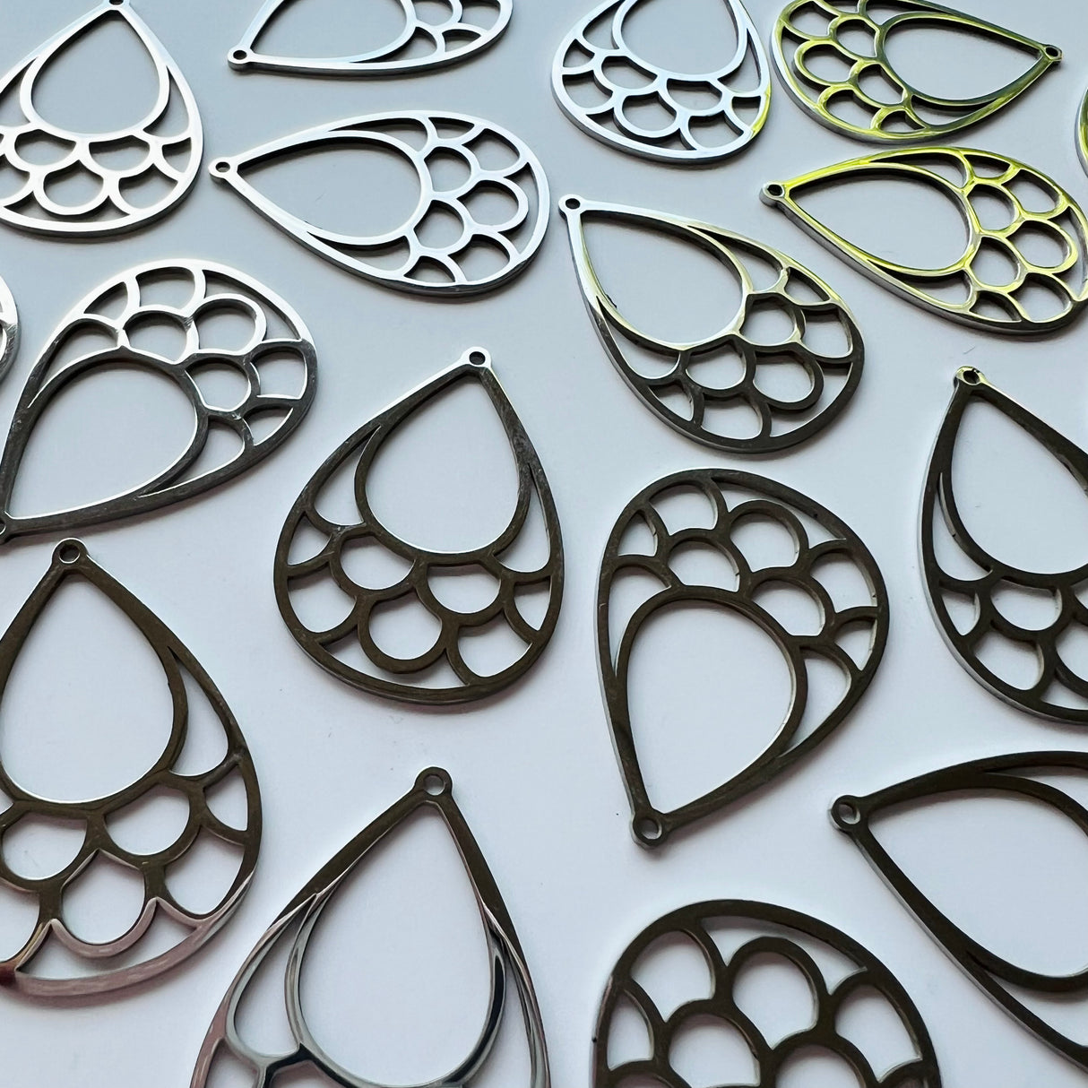 Mermaid Tail Hoop Charms - Stainless Steel - 10 pack