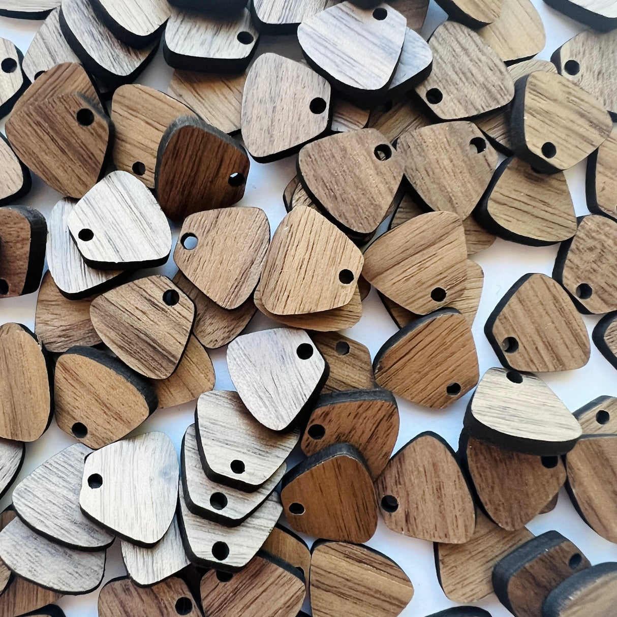 Rounded Trapezoid Wooden Earring Component - Walnut