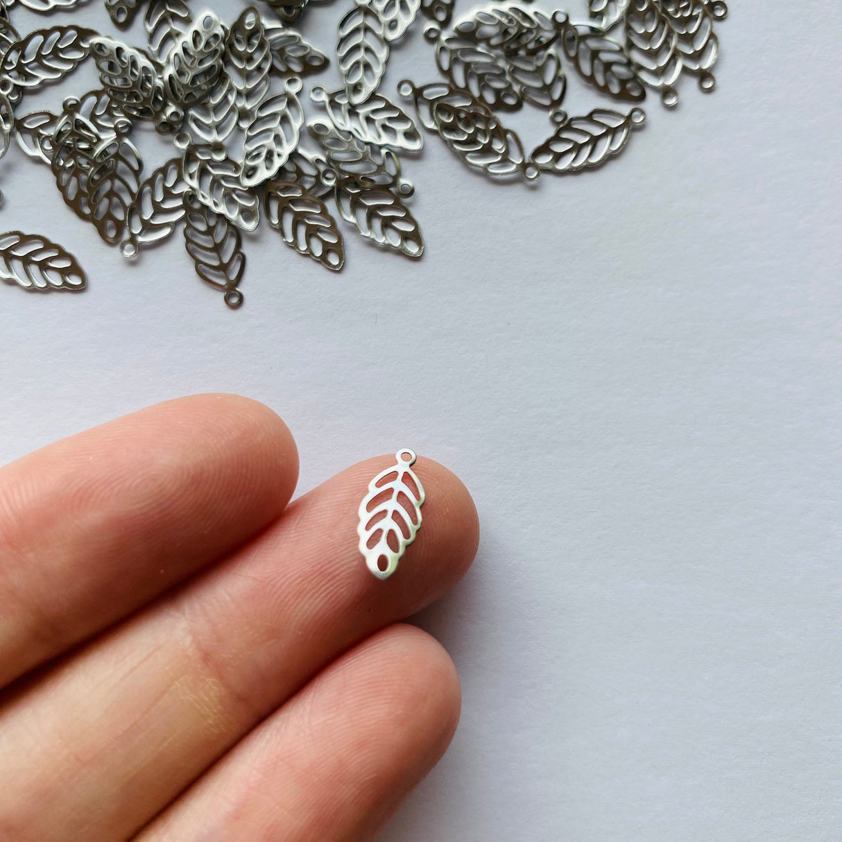 Leaf Charms - Stainless Steel - 20 pack