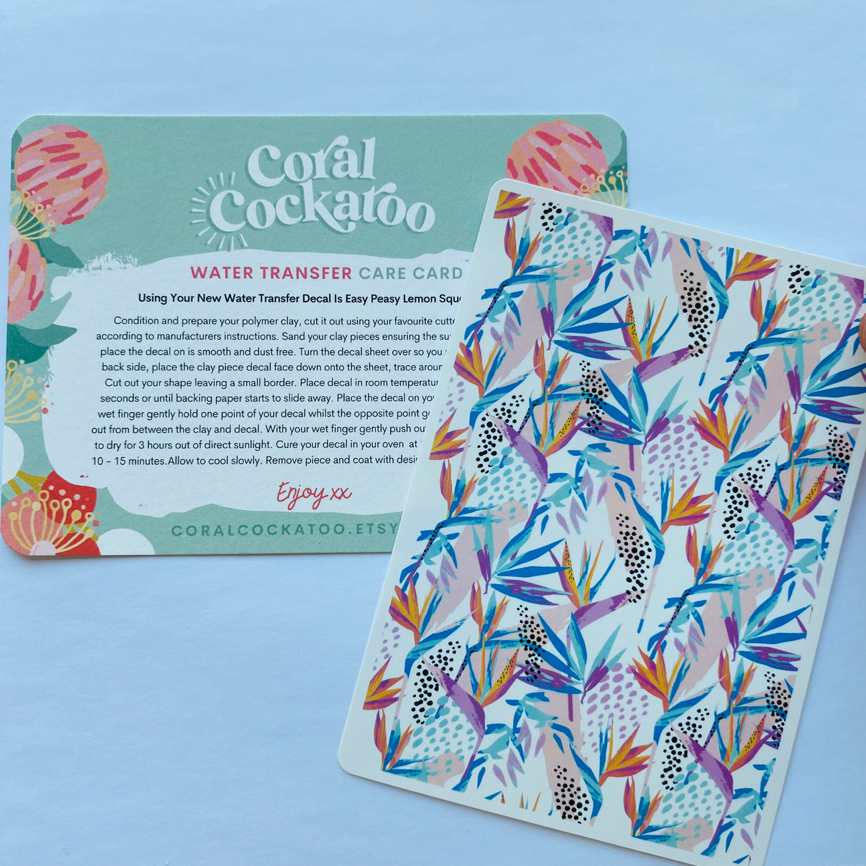 Watercolour Boho Birds of Paradise Waterslide Transfer Decal