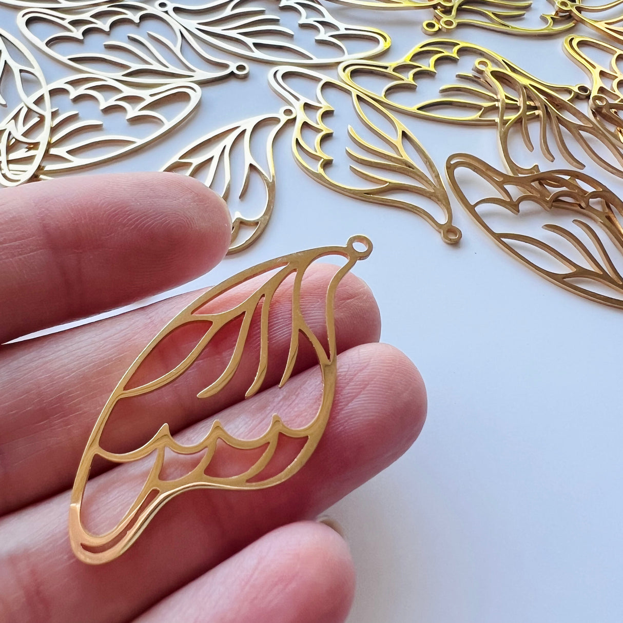 Butterfly Wing Charms - Gold Plated Stainless Steel - 10 pack