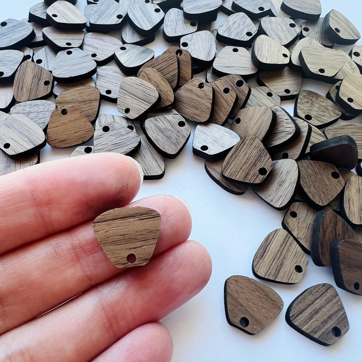 Rounded Trapezoid Wooden Earring Component - Walnut