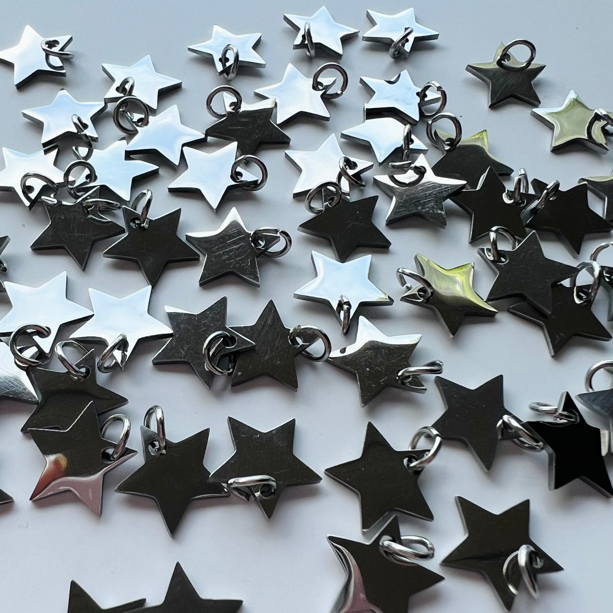 Star Charms - Stainless Steel - 10 pack