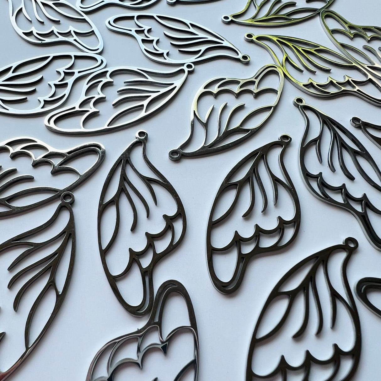 Butterfly Wing Charms - Stainless Steel - 10 pack